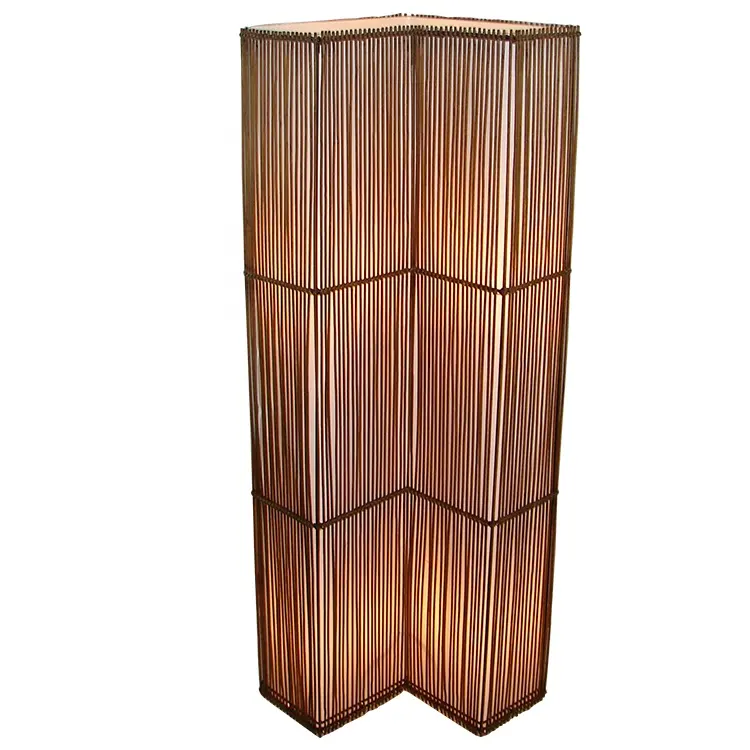 Bambu natural com tecido interno sombra assoalho lâmpadas iluminação decorativa luminária