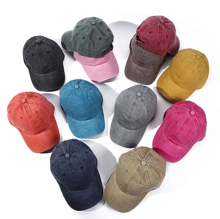 Fornitori vecchio berretto sportivo vintage denim cappello da papà 6 pannello bianco colorato regolabile basico berretto da baseball con logo personalizzato per le donne