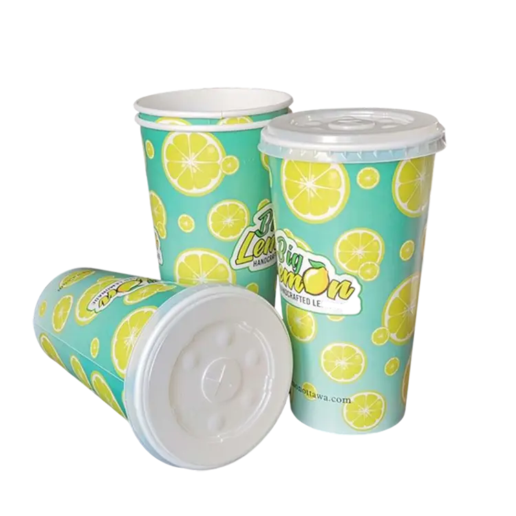 Biodegradable personalizado para llevar desechable tamaño súper grande 12oz 16oz 22oz 32oz 44oz Bebidas frías café soda vasos de papel con logotipo