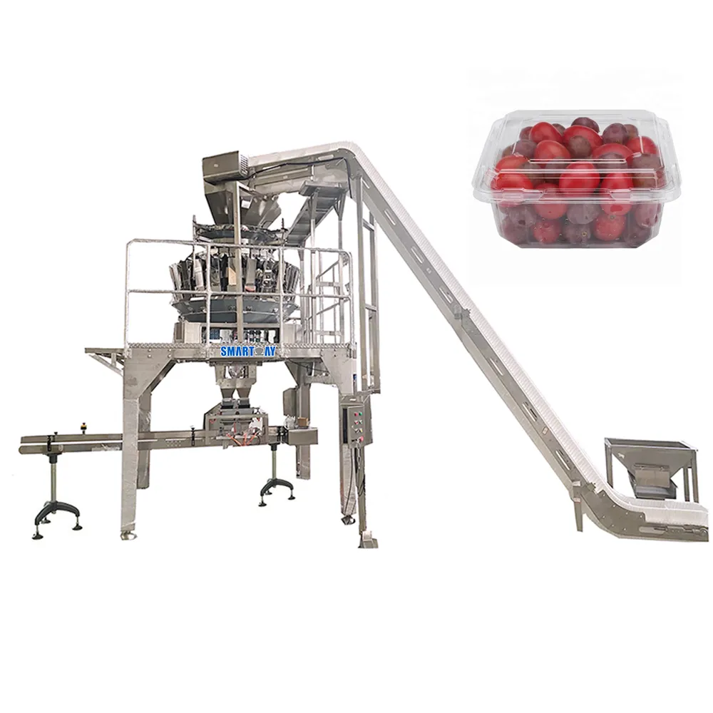 Machine d'emballage automatique de tomates cerises Kumquat Machine d'emballage de plateau à clapet peseuse multi-têtes