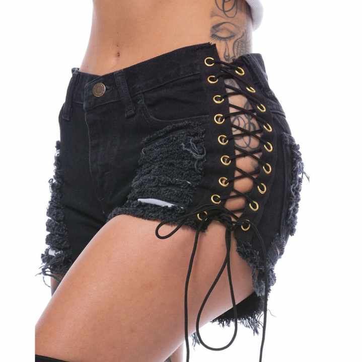 New Design Summer Underwear Women Black White Jeans Tassel High Waist Denim Ripped Gril Jean Shorts