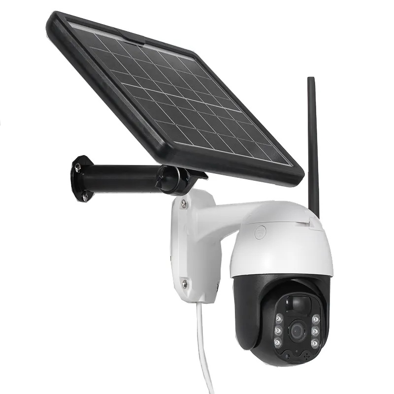 Macchina fotografica senza fili di alimentazione del pannello solare wifi PTZ TELECAMERA di sicurezza a due vie audio e microfono