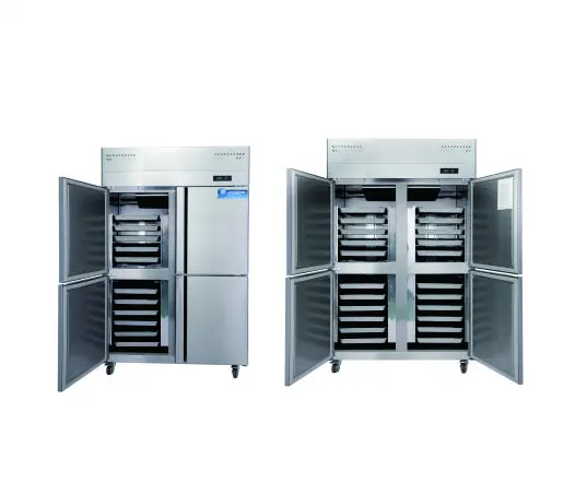 Teglia da forno commerciale a 4 porte congelatore attrezzatura da cucina con raffreddamento ad aria in acciaio inossidabile vassoio da forno refrigeratore/congelatore