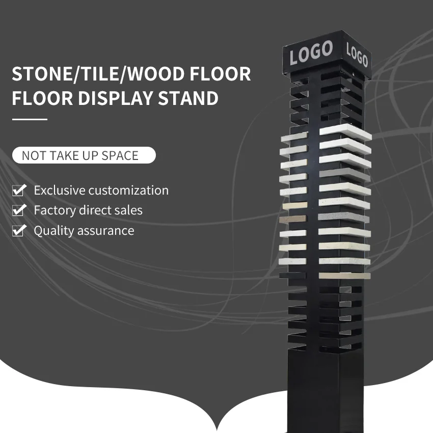 Factory Custom Slots Floor Standing Marble Racks Indian Wood Flooring Quartz Metal Frame Tile Sample Stone Stand Display Rack