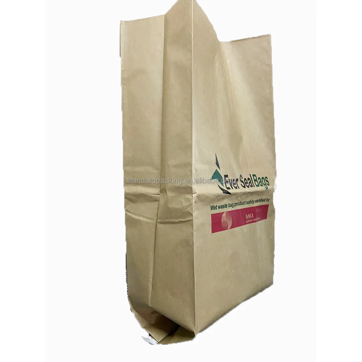 Papel reciclable de dos capas Bolsas de basura para jardín Sacos Bolsa de hojas de césped para jardinería