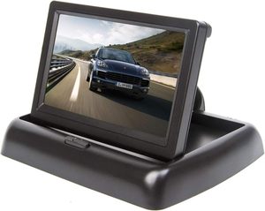 12-24V camión autobús copia de seguridad vista trasera Tft Lcd Color 4,3 pulgadas Monitor de coche dos canales de vídeo RCA pantalla plegable Dash cámara de respaldo