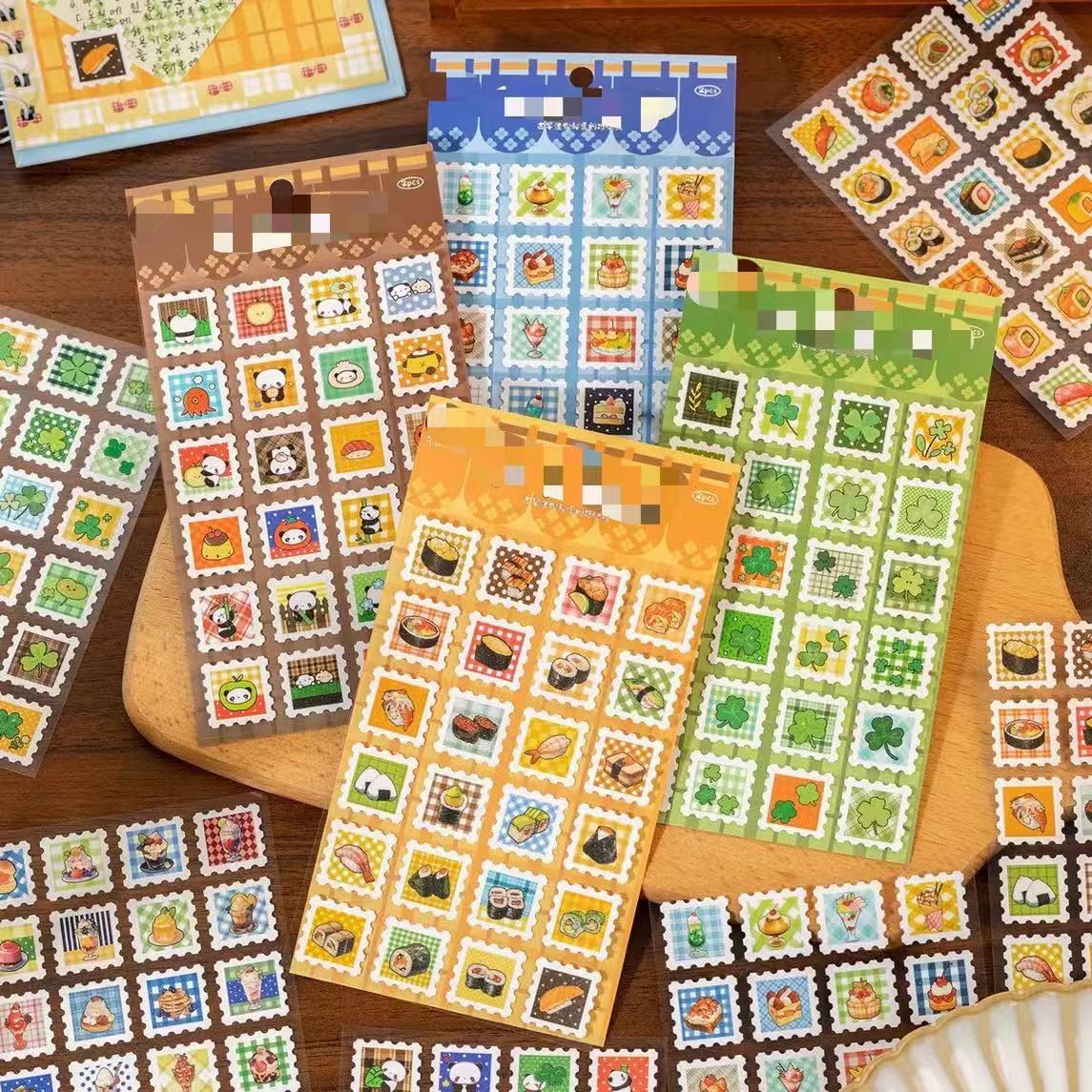 Retro-Style stamp stickers-blue