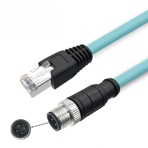 KEYENCEと互換性のあるRJ45産業用ネットワークケーブルイーサネットケーブルにコード化されたProfinet通信ケーブルM12オス8ピンD - Product Image 1