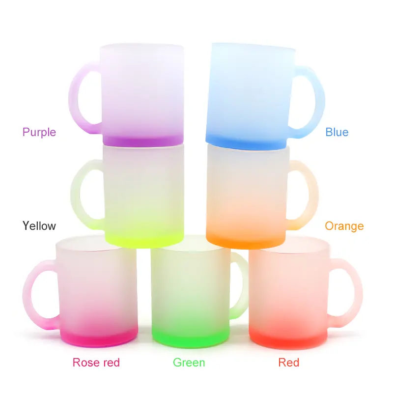 RubySub Gradient Color 11oz glassato personalizzato sublimazione vetro tazze da caffè tazza di vetro