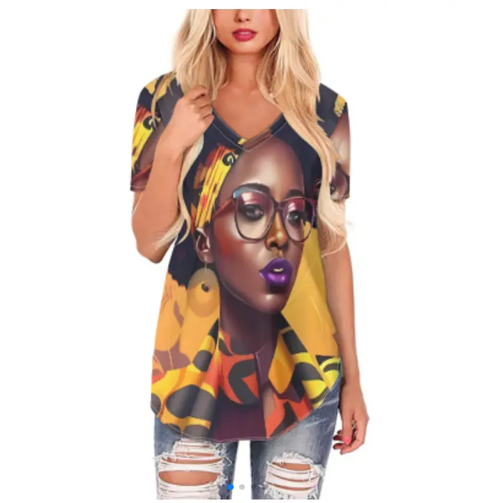 Dropshipping Ladies T Shirts Beautiful African Women Print Femme Blouses Wholesale Custom Picture Blouses and Shirts for Women