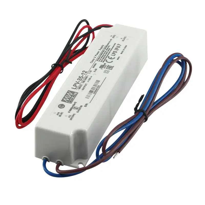 Meanwell 1A 12V IP67 Waterdichte Led Voeding Lpv-35-12 36W 12V 1000mA Led Driver Is Wereldwijd gecertificeerd