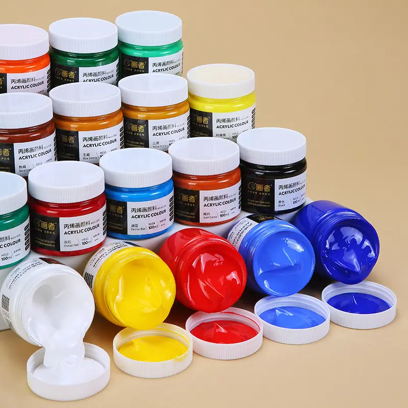 Conjunto de tinta acrílica personalizada 34 cores para crianças, preço de 100ml, tinta acrílica colorida para comprar no atacado