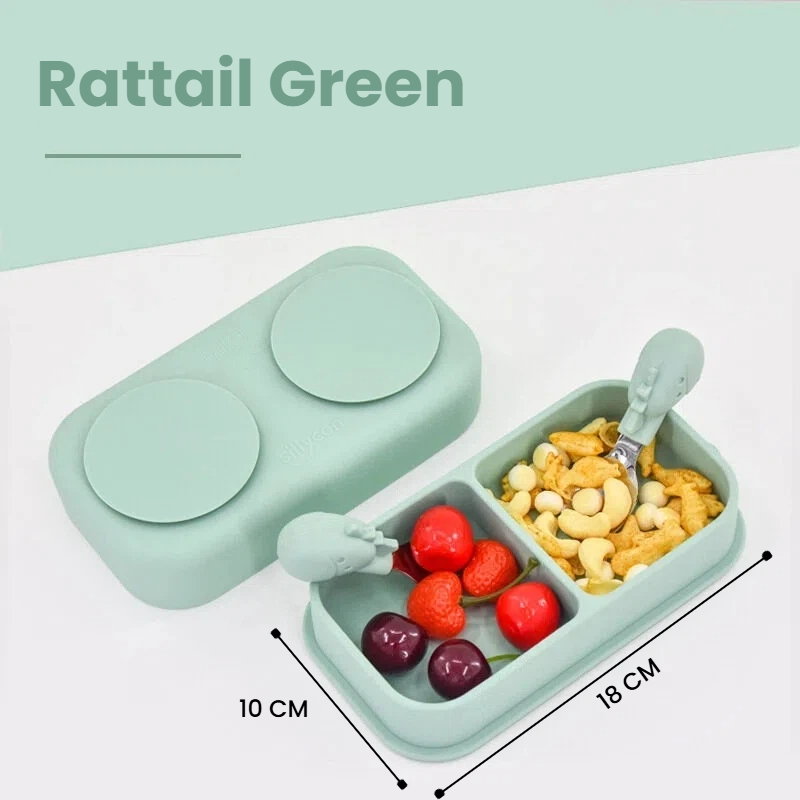Green Lunch Box + 316 Stainless Steel Fork and Spoon