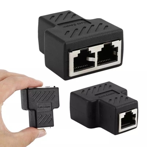 ตัวแยกอะแดปเตอร์เครือข่าย1ถึง2 RJ45,ตัวเชื่อมต่อสายเคเบิลแยกสายเคเบิลตัวเชื่อมต่อส่วนขยายเครือข่ายอีเธอร์เน็ต LAN พอร์ตคู่ปลั๊ก - Product Image 2