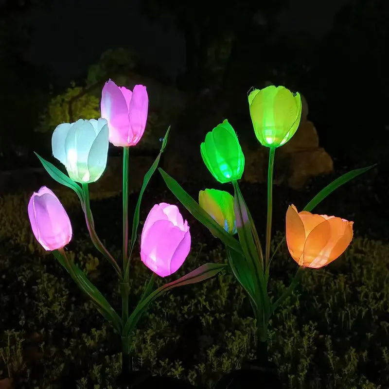 Werkspreis Outdoor künstliches Tulipfenblumenlicht LED Rasenlampe Solar-Tulipfen laterne für Gartendekoration Landschaftslichter