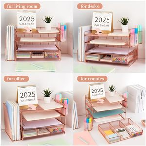 2025批发立式织物铁纸材料可折叠桌面抽屉组织器金属网文件组织器 - Product Image 5
