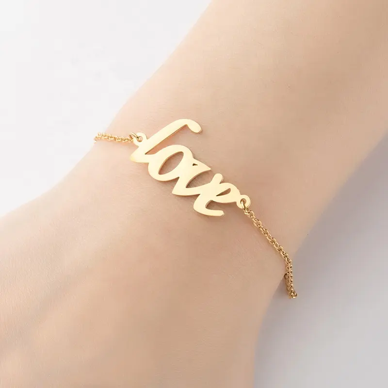 Moda Vintage placcato oro in acciaio inossidabile personalizzato lettera targhetta Best Friend braccialetto gioielli per le donne