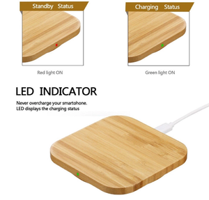 Doğal kare bambu ahşap kablosuz şarj pedi hızlı şarj kullanışlı ofis masası Add-on muhteşem bambu şarj masası - Product Image 4