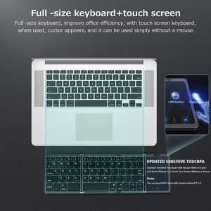 Full <strong>Size</strong> ABS Rechargeable High Quality Mini Fold Wireless <strong>Keyboard</strong> with <strong>Large</strong> Touchpad Foldable <strong>Keyboard</strong> Trackpad - Product Image 4