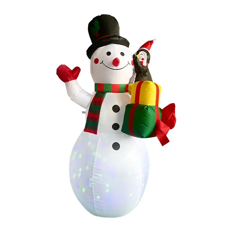 5FT 20FT איש שלג מתנפח חג המולד קישוטי חוץ מתנפחים עם נורות LED מסתובבות מובנות לחג המולד