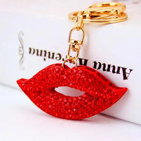 Moda creativa carino sexy labbra rosse portachiavi auto accessori borsa femminile portachiavi ciondolo labbra in metallo (KC004C)