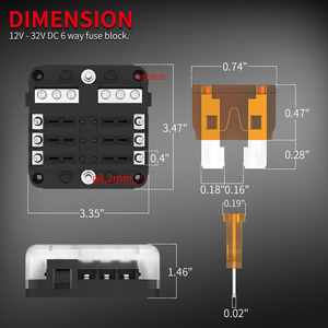 DIY 32V 100A 6 Way ABS PC銅ヒューズブロックLEDヒューズホルダー防水ATO ATCカーブレードヒューズボックス透明カバー付き - Product Image 3