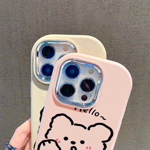 Sevimli merhaba ayı küçük tombul kız kabuk cep telefonu aksesuarları telefon kılıfı arka kapak iPhone 15 14 artı 13 12 11 16 Pro Max