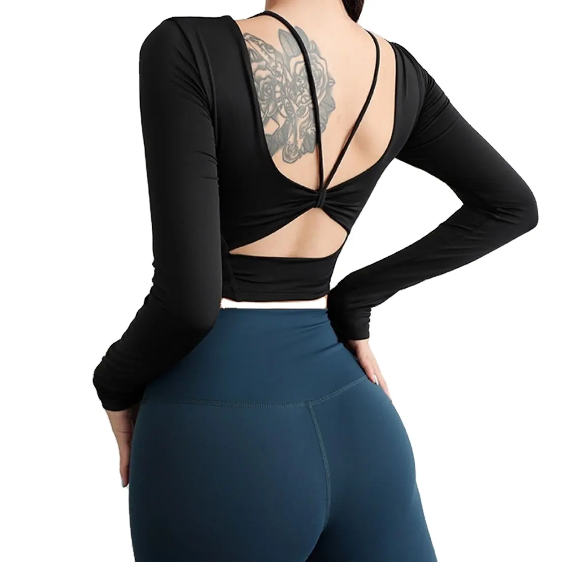 Custom Oem Logo Women's Long Sleeve tight slim Fit Yoga Tops Sports T Shirts From Factory