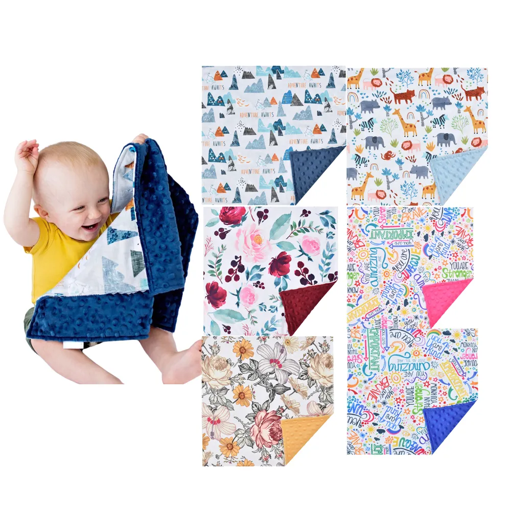 Cadeau de couverture pour bébé personnalisé jouet de sécurité câlin jouet en coton biologique couverture en minky couverture de sécurité pour bébé
