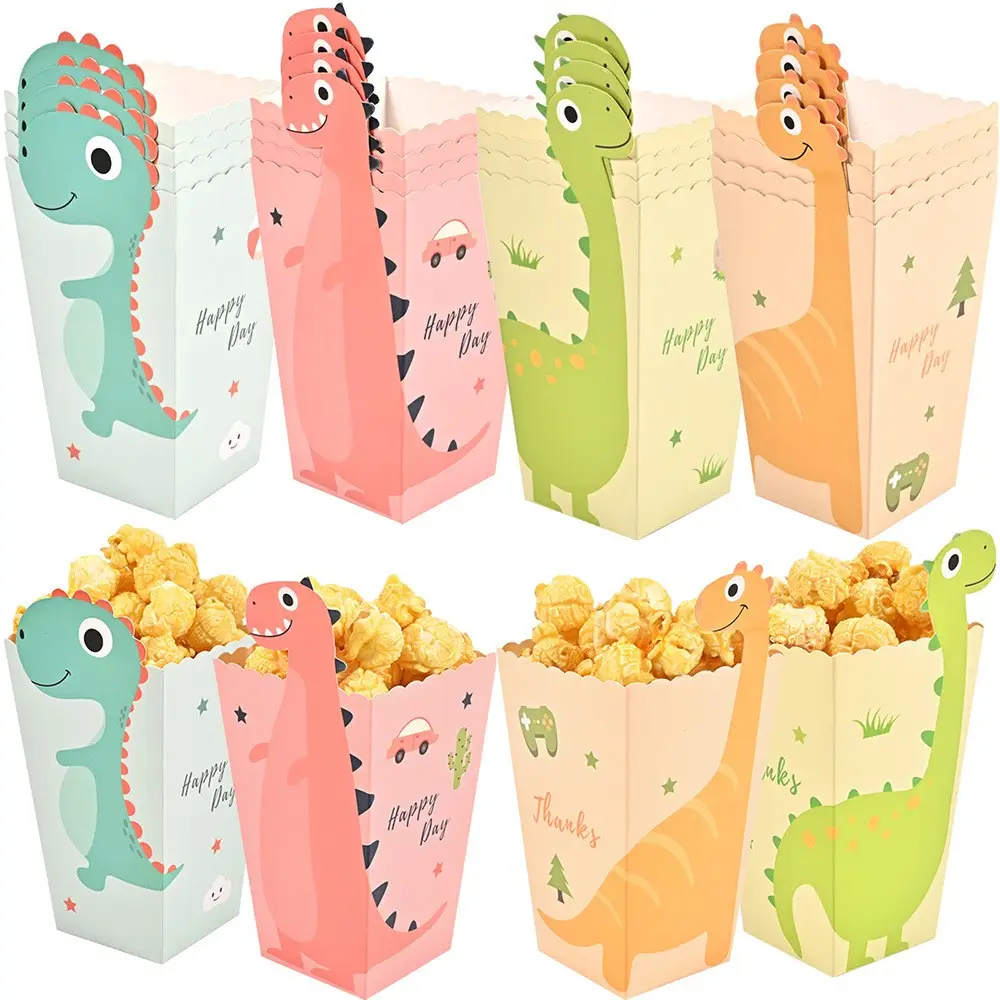 Nouvelle fête d'anniversaire transfrontalière pour enfants, Candy Snack Cartons 412/pack boîtes à pop-corn dinosaure