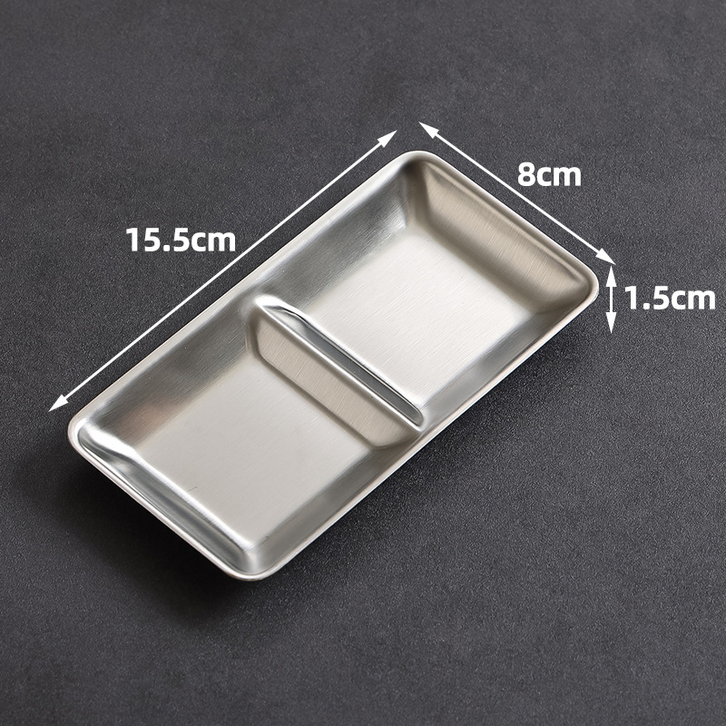 Two-compartment square dish (silver) enlarged