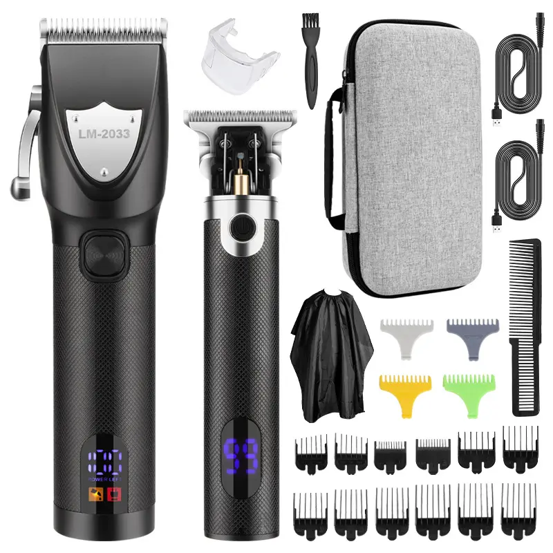 Kit de tondeuses à cheveux électriques sans fil rechargeables ensemble de tondeuses à cheveux pour hommes, tondeuse à cheveux professionnelle à led pour barbier