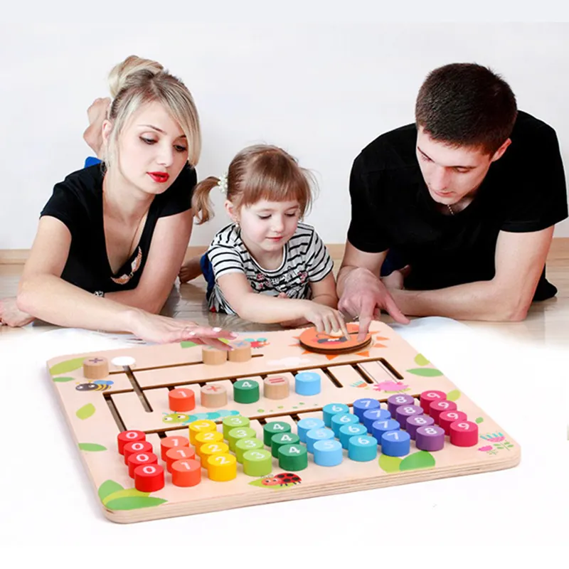 لون يتحرك يدويا مجلس الحوسبة الرقمية خشبية لعبة الرياضيات مونتيسوري الاطفال حساب التعلم المبكر الإيدز لعبة تعليمية الرياضيات