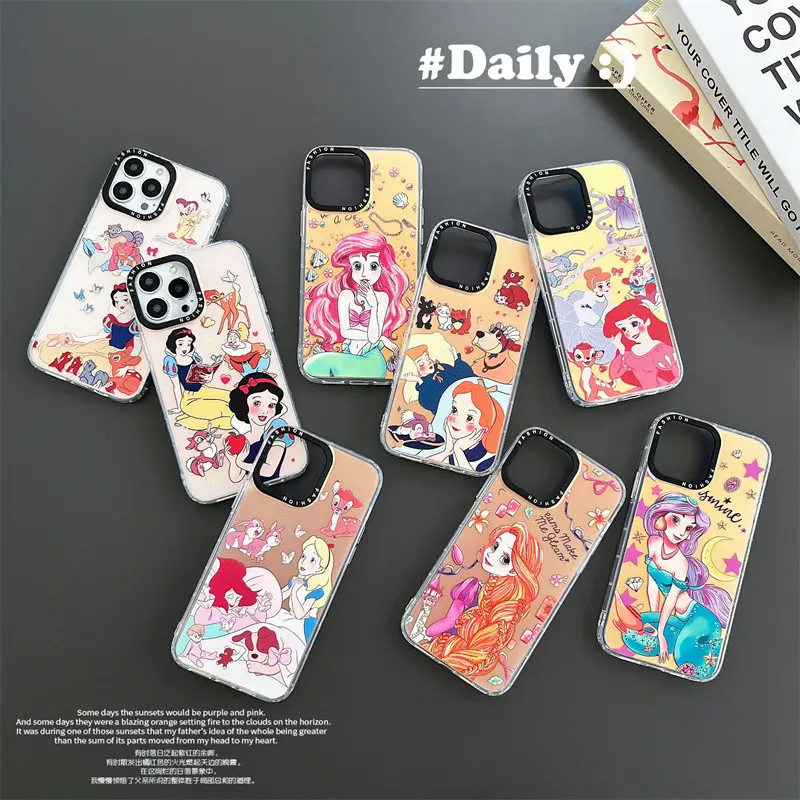 Bella ragazza Double Face IMD stampa Laser colorato Hard PC TPU custodia per cellulare per Iphone X Xr Xs 11 12 13 14 Pro Max