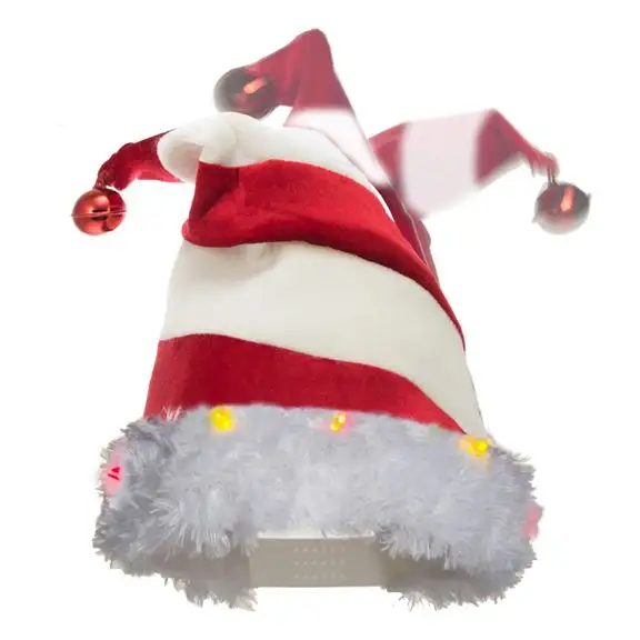 Sombrero de Papá Noel con diseño de música para niños, gorra decorativa con diseño divertido de canciones navideñas, a rayas, de caña de caramelo y Jester