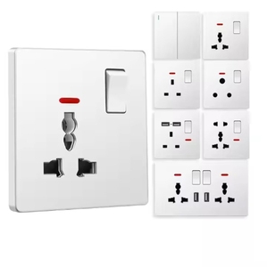 White 86 Type Electrical Power Socket Switch Wall <strong>Mounted</strong> Computer Button for <strong>UK</strong> EU USA Information Technology Standard Socket - Product Image 1
