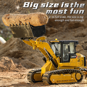 HUINA KABOLITE K963-100 1/16 hidrolik RC yükleyici Metal radyo kontrol parça buldozer paletli yükleyici inşaat modeli - Product Image 5