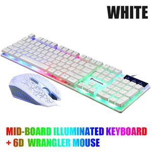 Juego de teclado y mouse para juegos táctiles mecánicos con cable personalizable iluminado para computadora de escritorio Idioma inglés - Product Image 6