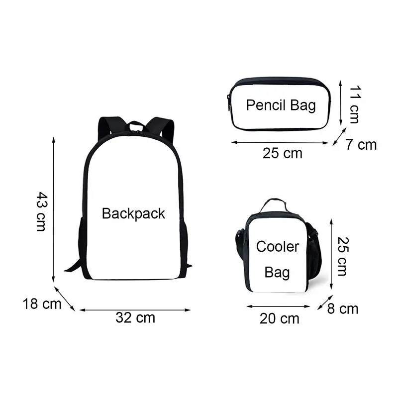 Tas Punggung Desain Anda, Ransel Sekolah Anak Set 3 Buah Logo Pola Foto dan Tas Buku