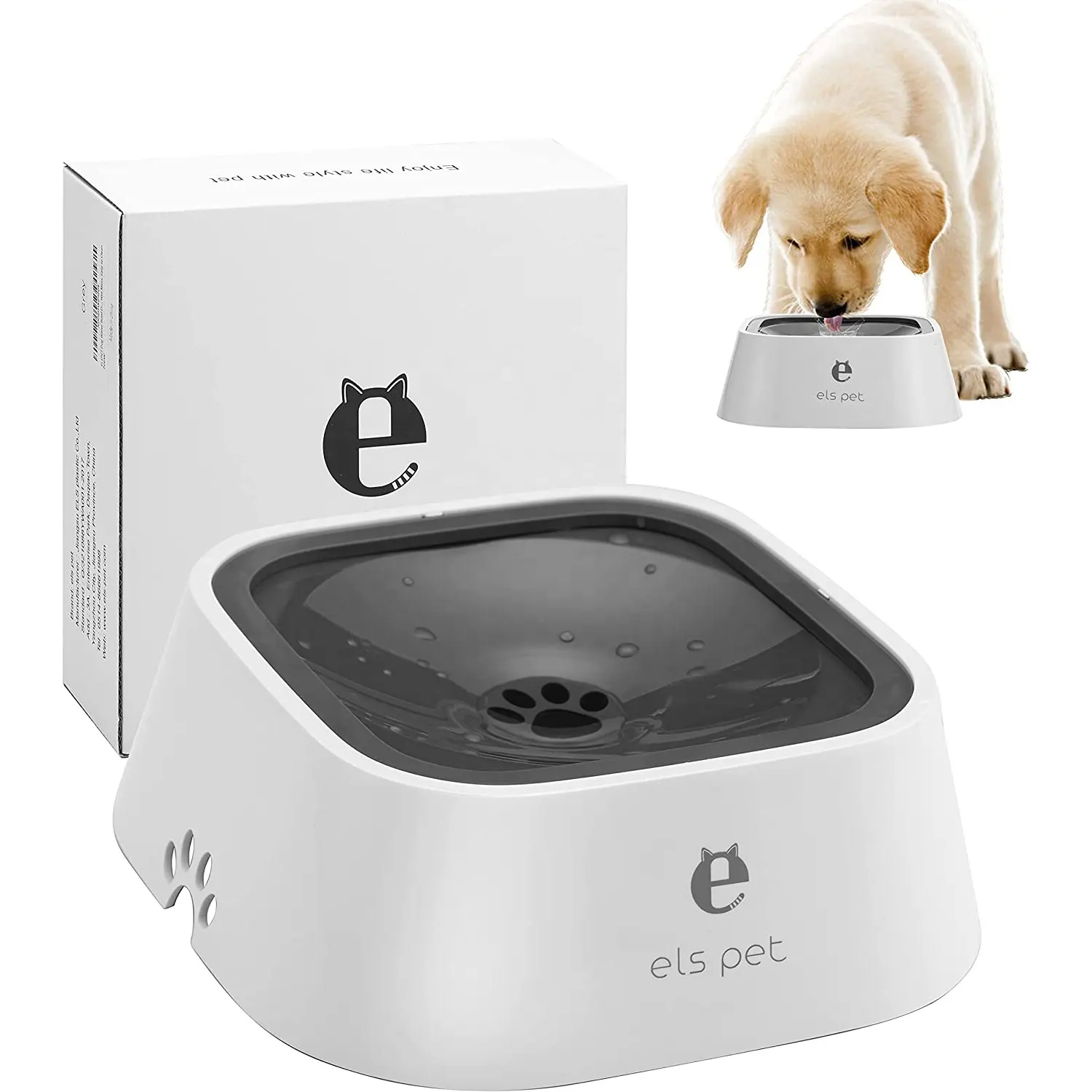 Animale domestico galleggiante anti-trabocco Non bagnato barba viaggio portatile sicuro In auto plastica antispruzzo antigoccia Pet Cat Dog Water Bowl