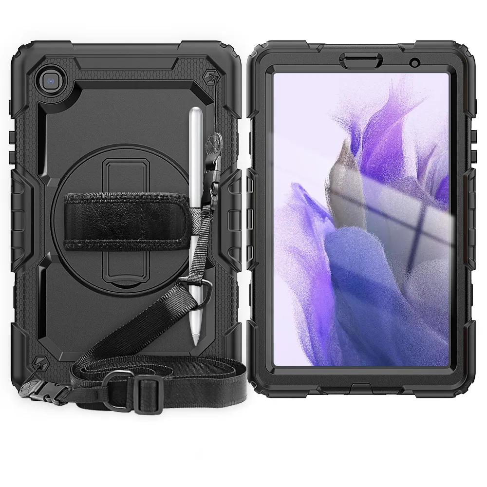 360 Rotation Hand Pc Strap&Kickstand Silicon Tablet Case for Samsung Galaxy Tab A7 Lite 8.7 inch Case 2021 Protective Cover