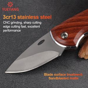 Yueyang <span class=keywords><strong>Mini</strong></span> Pocket dao cắm trại ngoài trời Keychain gấp dao gỗ xử lý 3Cr13 thép không gỉ mở chai DIY Survival - Product Image 3