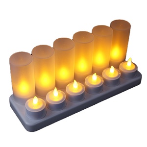 Candle making factory Cheap <strong>LED</strong> Recharging Tealight/Tea Candle Light with pillar Holders - Product Image 1