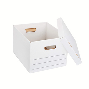 Cajas de almacenamiento de papel Kraft grandes de tamaño personalizado cartón corrugado archivo banquero documento caja de cartón con asa portátil - Product Image 4