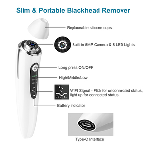 WIFI App Visual Skin Extractor Poren reiniger Gesichts reiniger Werkzeug Elektrischer Smart Handheld Mitesser entferner Poren staubsauger