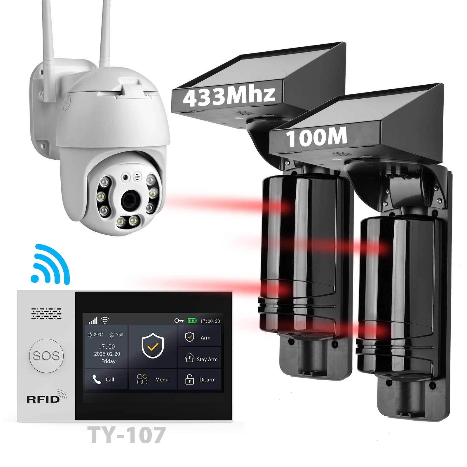Black 2 beams alarm kit D
