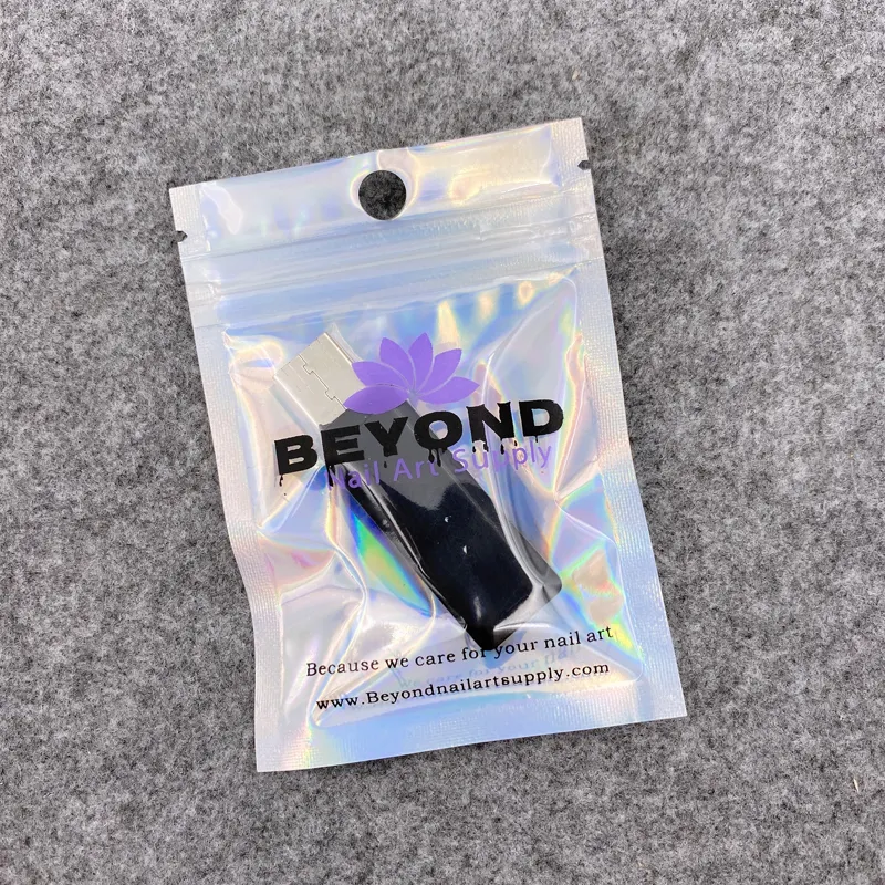 Pochette en plastique Mylar pour Film holographique, contenant personnalisé, avec fermeture à glissière, pour emballage des cosmétiques, 50 pièces