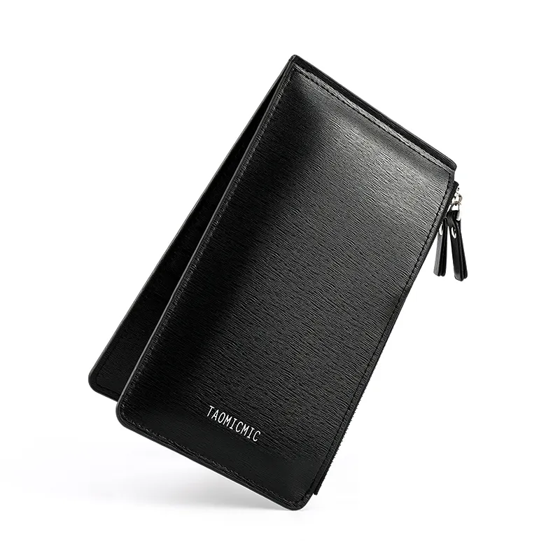 TAOMICMIC-cartera pequeña de cuero negro para hombre, Cartera de tarjetas de color sólido, gran oferta