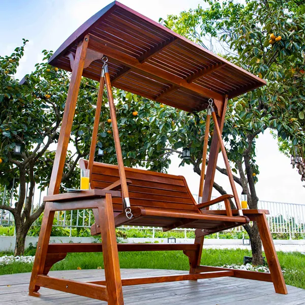 Nuevos productos impermeable 2 asientos De Madera Muebles de madera maciza Resort Hotel Patio Trasero colgante al aire libre jardín Patio Silla de oscilación