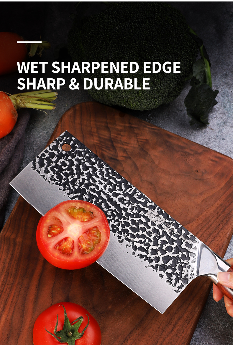 Wholesale Amazon hot sales Premium Quality Rosewood handle 5Cr15mov stainless steel butcher kitchen cleaver knife